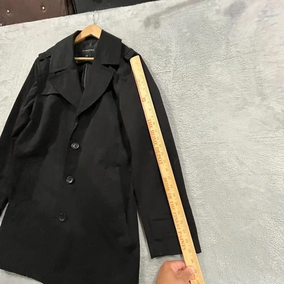 Banana Republic Trench Coat Jacket Men's Medium Black Rain Coat Career Preppy‎